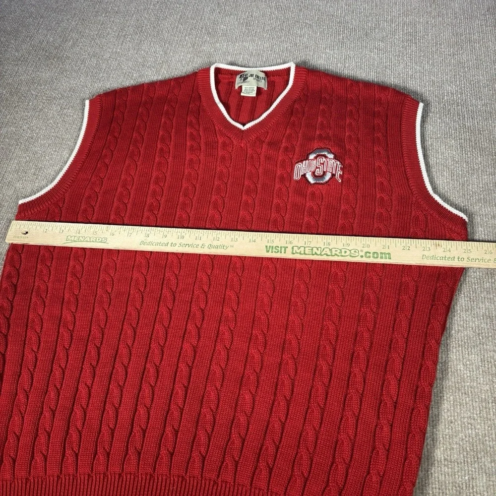Vintage Ohio State Buckeyes Sweater Vest Mens XL Red Cable‎ Knit Embroidered 90s